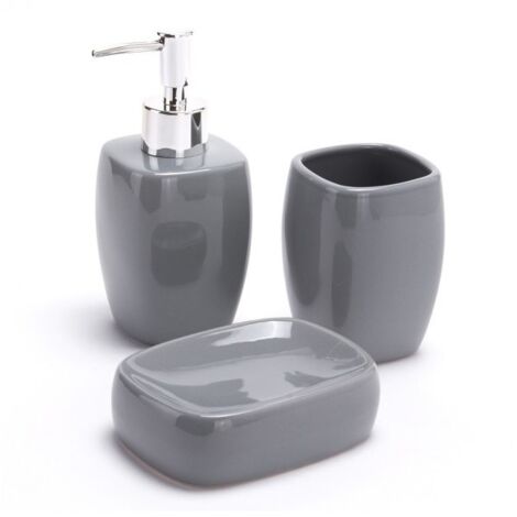 Ensemble 3 accessoires de salle de bain Céramique CLASSIC Gris MSV