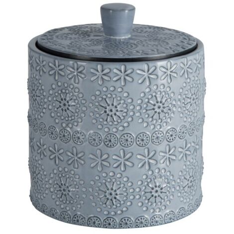 Boite à cotons Porcelaine RELIEF Gris Spirella (1/4)