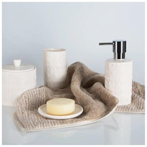 Porte-savon En Porcelaine Blanc & Beige - Design épuré, Facile à Nettoyer, Par Spirella