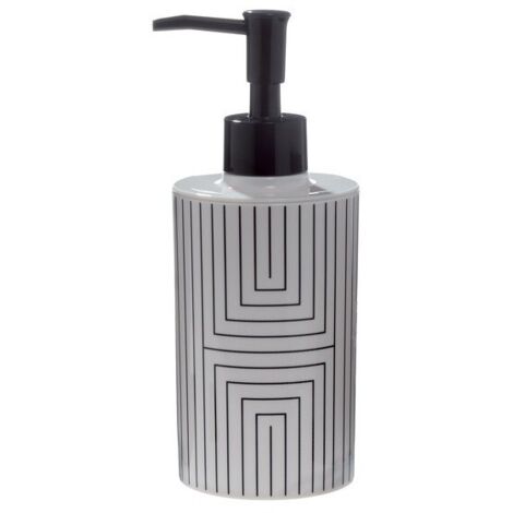 Gobelet Salle De Bain Yuma Spirella - Noir Et Blanc En Polyrésine Et Bambou - Rangement Brosse à Dents élégant