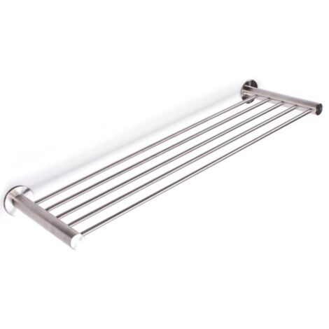 MSV – Porte-serviette mural en inox brossé – Dimensions 62x19x5 cm – Montage facile – Pour salle de bain et cuisine