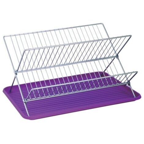 Egouttoir à  vaisselle pliant avec plateau en Acier Chromé Violet MSV