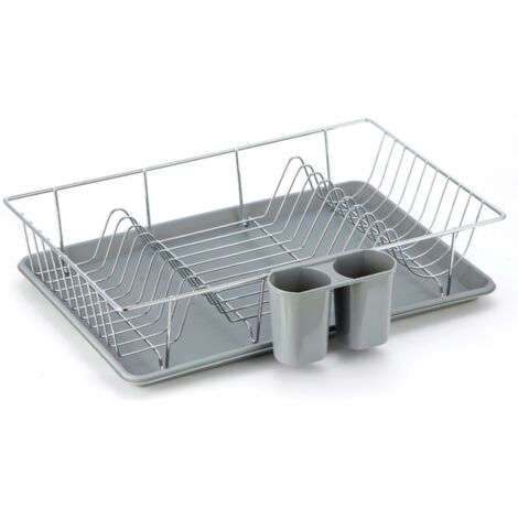 MSV – Egouttoir à vaisselle en acier chromé gris – Panier égouttoir d'évier – Dimensions 48x30x10cm – Séchage rapide et résistant à la rouille