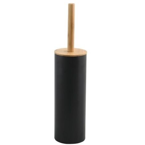 Brosse wc avec support Acier & Bambou ADONIS Gris Noir mat - Poils résistants en silicone Spirella (1/5)