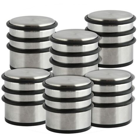MSV – Lot de 6 butées de porte en inox et caoutchouc – Protection optimale contre les chocs – Dimensions 9x7,20cm – Pour murs et cloisons