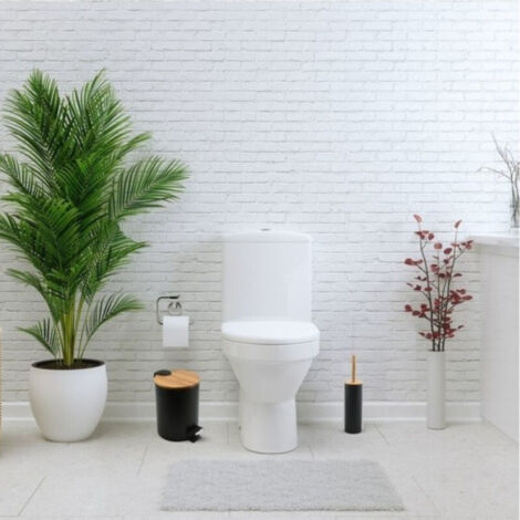 Set Salle De Bain Noir : Poubelle 3L, Brosse Et Support - Carré - Home Decor