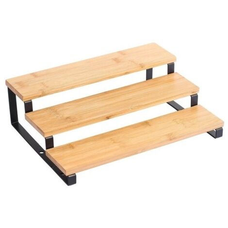 Etagère à épices 3 niveaux Design industriel Bambou & Acier ELIE Noir mat MSV