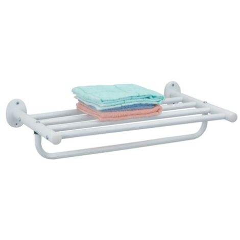 MSV – Porte-serviette mural en acier blanc – Dimensions 53x30,3x12,7 cm – Fixation murale – Design moderne pour salle de bain