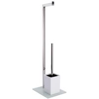 WENKO Imon Ensemble WC 6-en-1 Gris Mat – Distributeur Papier Toilette, Brosse WC, Rangement Fermé, Support Téléphone, Idéal Petite Salle De Bain