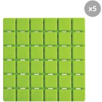 Lot de 5 Tapis antidérapants de douche ou baignoire Caoutchouc QUADRO 13x13cm Pistache MSV