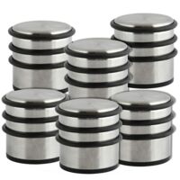MSV – Lot de 6 butées de porte en inox et caoutchouc – Protection optimale contre les chocs – Dimensions 9x7,20cm – Pour murs et cloisons