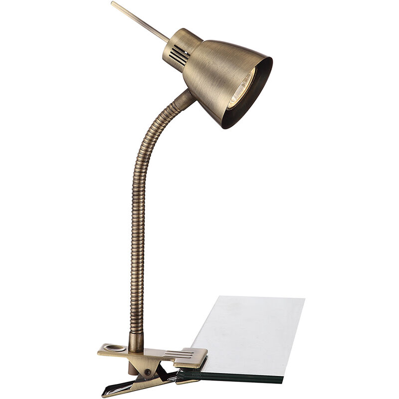 Lámpara de mesilla de noche lámpara de mesa lámpara de mesa de latón antiguo lámpara de mesa móvil con foco móvil, metal, 1x LED 3 vatios 165 lm, L x An x Al 24x24x37,5 cm