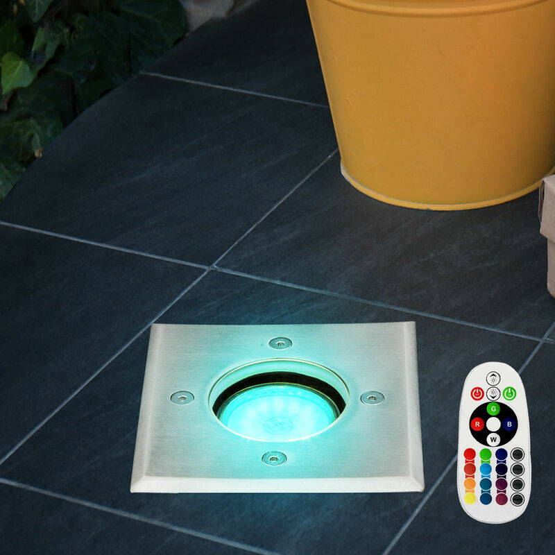 Lámpara de instalación de piso control remoto focos de patio de jardín lámpara de punto de entrada regulable en un juego que incluye bombillas LED RGB