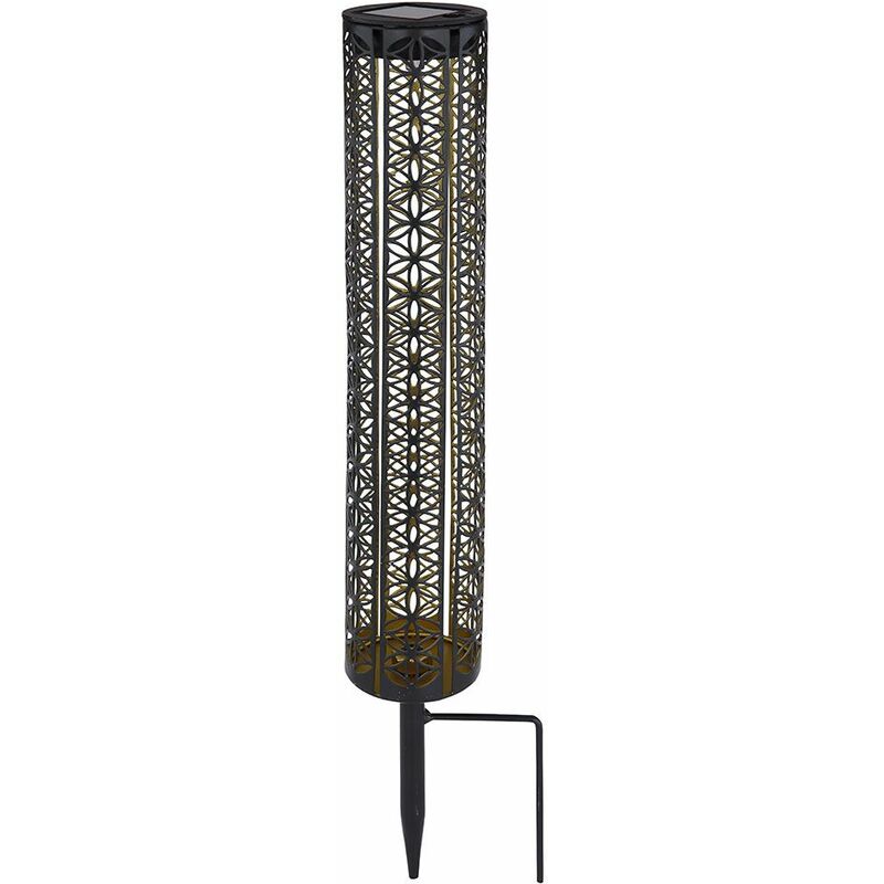 Decoración de jardín Lámparas solares orientales para exterior, decoración de balcón exterior, decoración perforaciones oro negro, espiga de tierra, 1x LED blanco cálido, DxH 7x46 cm, jardín