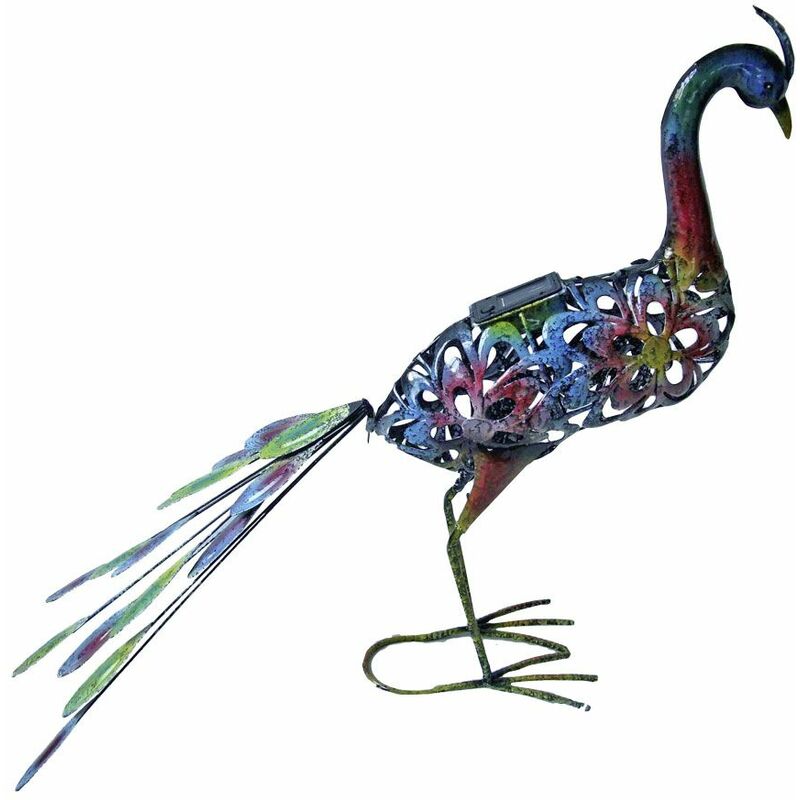 Lámpara solar pavo real lámparas solares para decoración exterior figuras decoración de jardín solar, multicolor, 1x batería LED, H 61,5 cm, jardín