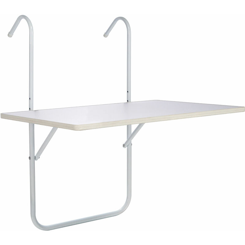 Mesa colgante para balcón plegable de aprox.60x40 cm mesa plegable de pared Mesa colgante, lacado en polvo blanco, estructura de acero, jardín