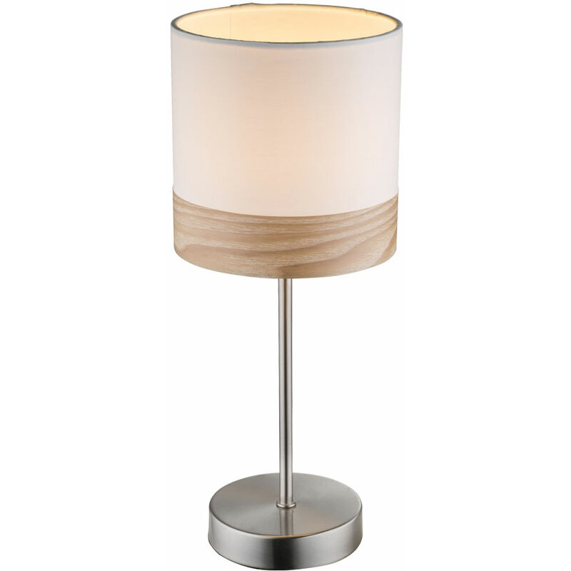 Lámpara de mesa lámpara lámpara de madera lámpara lateral lámpara de escritorio lámpara de lectura dormitorio, madera marrón pantalla beige, 1x enchufe E14, DxH 15x35cm