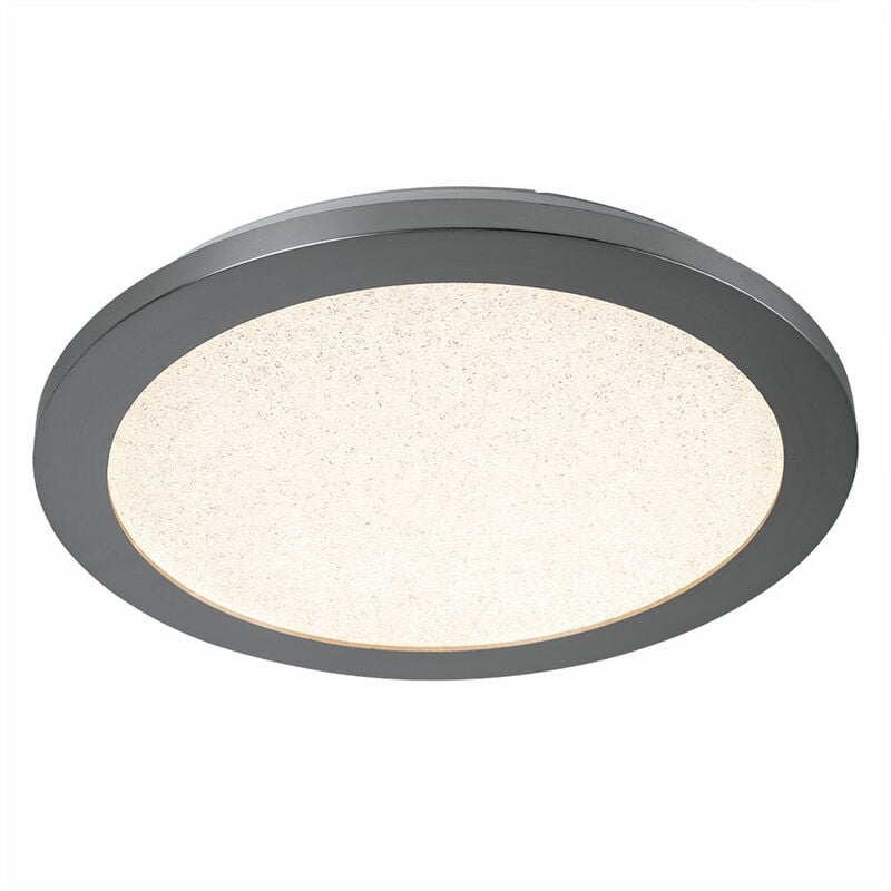 Lámpara de techo LED regulable, lámpara de techo de cristal, lámpara de techo moderna, regulador de cristales, metal níquel mate, 16,5 W, 1200 lm, blanco cálido, DxH 30x2,5 cm