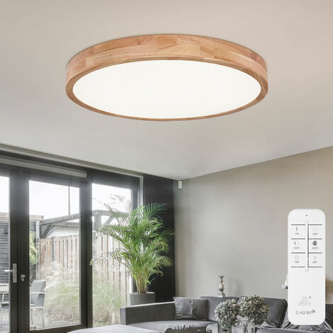 Lámpara Dimmable Lámpara Techo LED Lanira Madera Roble - Moderna Y Regulable Con Mando Lámpara Madera Roble Lindby