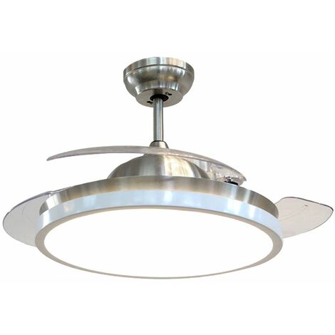 Ventilador de techo LED aspas plegables luz diurna CONTROL REMOTO temporizador lámpara plata blanco
