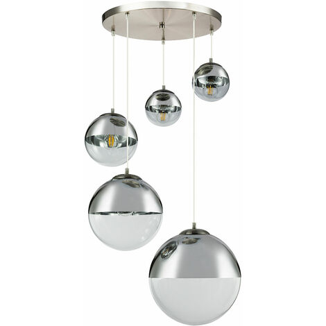 Lámpara colgante de techo de diseño, foco de bola de cristal, lámpara colgante de cromo sala de estar, transparente Globo 15851-5