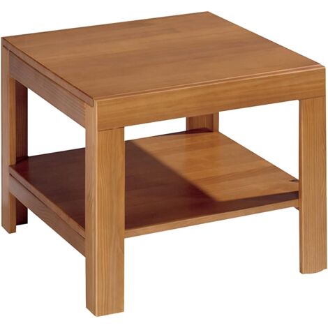 Mesa centro rincon , pino macizo, Moblit, serie Kalpe, medidas: (45x55x55) cm ( altoxanchoxfondo), color cerezo