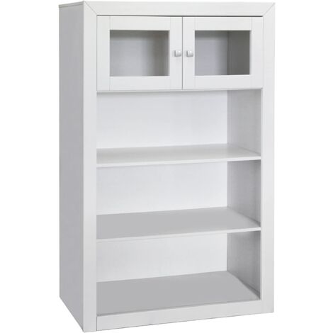 Kynus -Lacado Modulo 2 puertas Madera de  Pino Maciza Y MDF color Blanco Lacado ,medidas  151,5x100x37 cm (Alto/Ancho/Fondo)