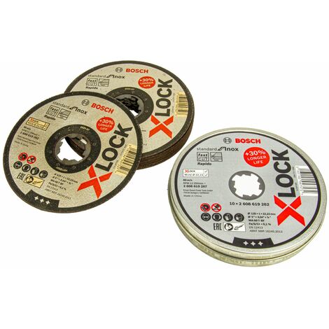 Bosch Professional 10 Stück gerade Trennscheibe Standard für Inox, X-LOCK, Ø… 
