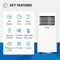 Devola Portable Air Conditioner - 9000BTU - White