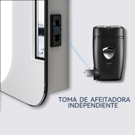 SONNI Espejo Baño con Luz Aumento Antivaho 80x60 cm Espejo Baño LED Pared con Interruptor Táctil y Enchufe Incorporado