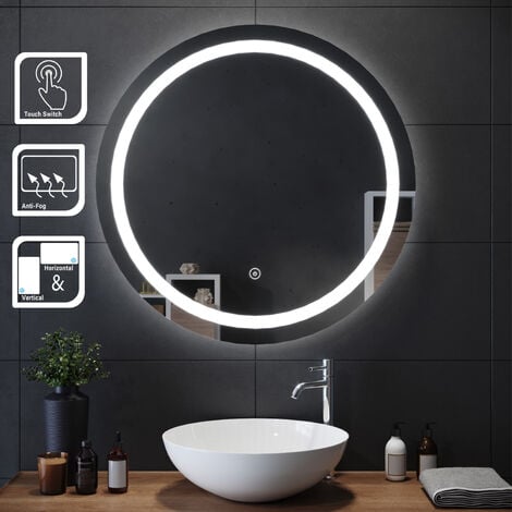 Espejo baño redondo con led con antivho 60 x 60 cm,Aro led ancho