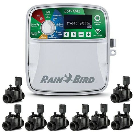 Automatischer elektrischer Bewässerungsprogrammierer ESP-TM2 8 Zonen Indoor Rain Bird + 8 Elektroventile 100HV 24V 1