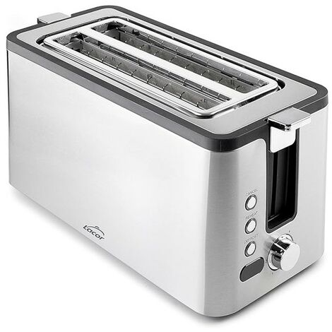 Toaster aus Edelstahl, 2 breite Schlitze, Schlitzmaße 3,8x25 cm