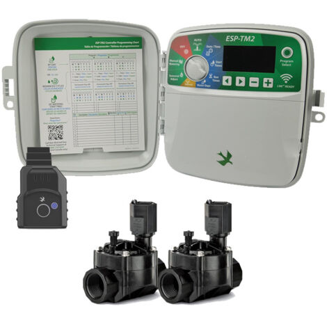 Rain Bird ESP-TM2 4-Zonen-WLAN-Bewässerungsprogrammierer für den Außenbereich Automatische Gartenbewässerung 2 Magnetventile