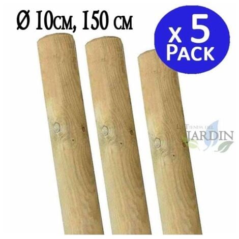 5 Stück Baumstützen 150 cm Ø 10 cm Holzpfähle ohne Spitze Pfosten für