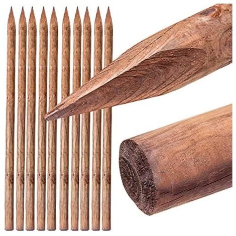 10 Stück Baumstützen 200 cm Ø 5 cm  Pflanzstäbe mit Spitze  Pfosten für Zäune, Gärten und Pflanzen  Holzpfosten