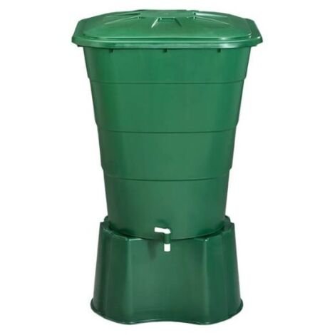 Wassertank aus Polypropylen 200 L. Regenwasserspeicher 70x70x80 cm, mit Stützbock 60x60x33 cm, grün