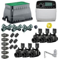 Rain Bird 24V 6-Zonen-Bewässerungsautomatik-Set für 32-mm-Schläuche Inklusive Programmiergerät, Magnetventilen und Zubehör