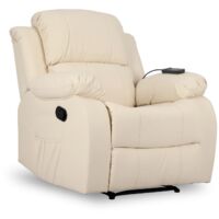 Fauteuil Relax beige Nalui Fauteuil inclinable à 160°, 8 moteurs silencieux, chauffage lombaire, 4 zones de massage et PU anti-écrasement