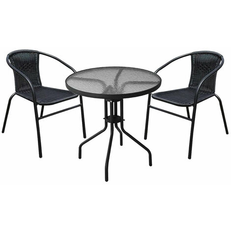 Rattan Garden Furniture Bistro Table, Outdoor Bistro Table And Chairs Black