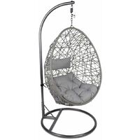 Ariana Single Hanging Rattan Egg Chair - Grey