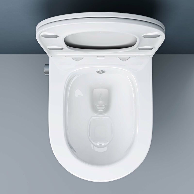 Abattant WC Lunette de Toilette avec Frein de Chute 43,5x37x5cm Abaissement  en Douceur Sans Bruit