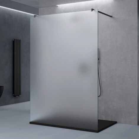 doporro Paroi de Douche à L'italienne Opaque 140 cm Pare-douche Verre 10mm Paroi 138x200cm Montage Réversible avec 2 Stabilisateurs Rectangulaires Noir Bremen02VS