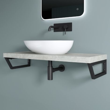 doporro 1 Pièce Équerre de Fixation Noir Plan de Toilette Étagère Tablette Murale Porte-Serviette en Acier Inoxydable 38x2,5x15cm WH04 (1/5)