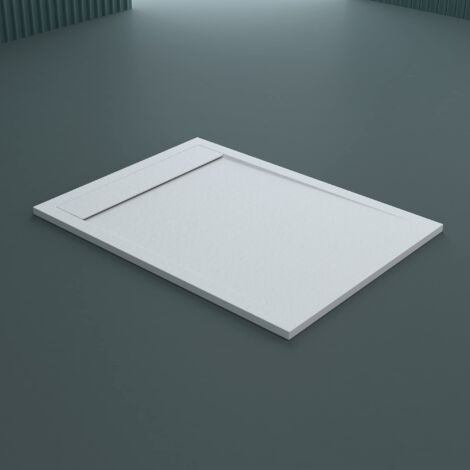 Sogood Receveur de Douche 80x140 Bac à Douche Ultra Plat en Fonte Minérale Blanc Quore 80x140x3cm (1/5)