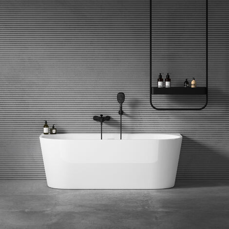 Sogood® Baignoire Îlot Ovale 170cm Blanc Vicenza519OA Acrylique avec Bonde 170x75x58 cm (1/5)