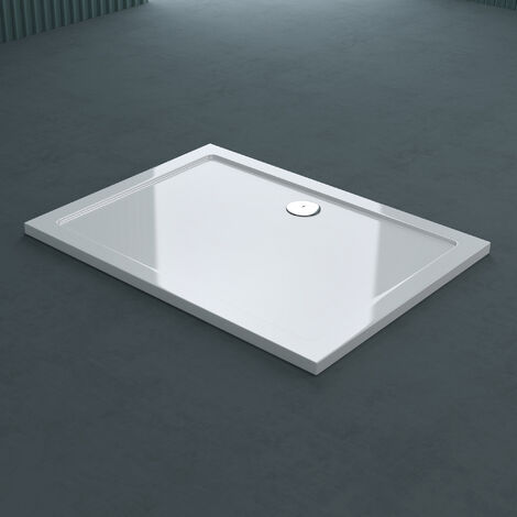Sogood® Bac à douche receveur de douche antiglisse rectangulaire acrylique blanc Faro2 70x140x4cm + bonde AL02