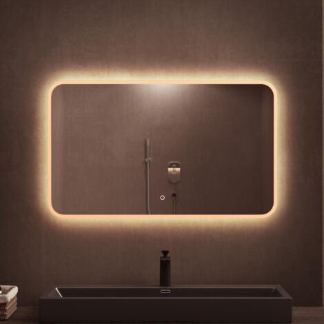 Doporro – Miroir lumineux de salle de bain 100x60 cm – Éclairage LED à intensité variable – Revêtement antibuée – Interrupteur tactile