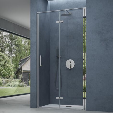 doporro® Porte de Douche Pivotante pour Niche Paroi de Douche Transparente Verre de Sécurité 8mm avec Revêtement Anti-calaire Teramo37K 80x195 cm montage réversible (1/5)
