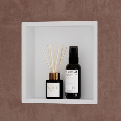 doporro Niche de Douche à Carreler Blanche 30x30cm Étagère Murale à Encastrer en Acier Inoxydable 1 Pièce